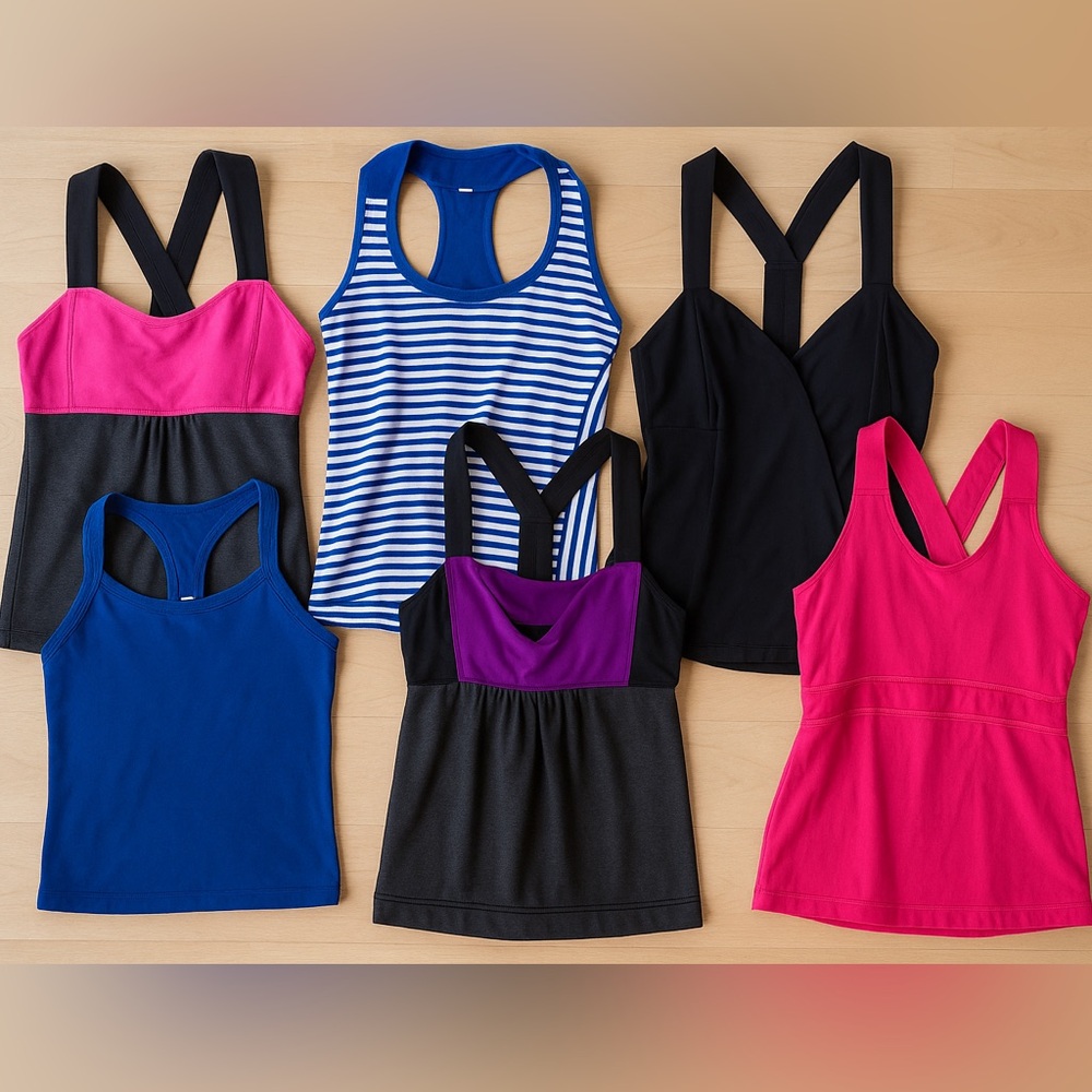Lululemon Pink and Gray Athletic Tank